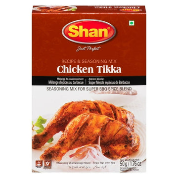 Shan Chicken Tikka Masala Seasoning (50g) - Authentic Tikka Spice Mix for Chicken Tikka Masala, BBQ & Grilling | Vegan Tikka Masala Sauce, Indian Spices for Tikka Paste & Curry, 50 g