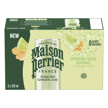 Maison Perrier Forever Ginger Lime, Sparkling Water Beverage, Natural Ginger Lime Flavour, No Calories, No Sweeteners, No Sodium, Sourced & Bottled In France, 2.6 L