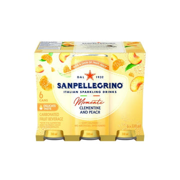 SAN PELLEGRINO MOMENTI Sparkling Water Clementine Peach – 6x330mL, 6 x 330ml Cans