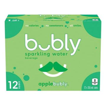 Bubly Apple Sparkling Water 12 x355 ml, Cans, 12x355mL