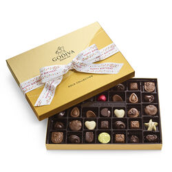 Assorted Chocolate Gold Gift Box, Happy Birthday Ribbon, 36pc.