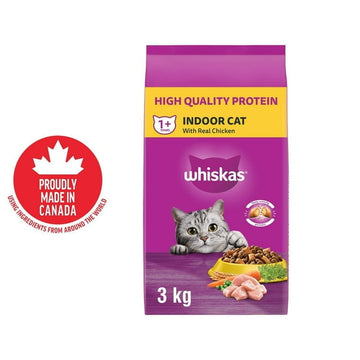 WHISKAS Adult  Dry Cat Food, Indoor With Real Chicken, 1.5 - 3kg