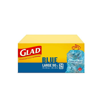 Glad Blue Recycling Bags - Large 90 Litres - ForceFlex,, Drawstring, 24 Trash Bags
