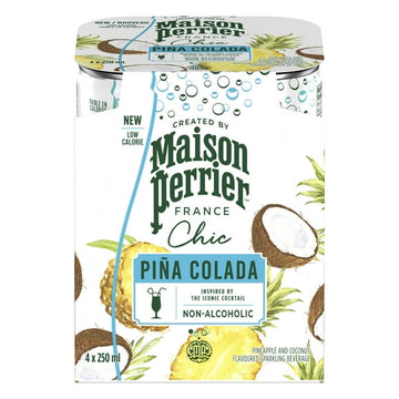 Maison Perrier MAISON PERRIER Chic Pina Colada, Non-Alcoholic, Pineapple and Coconut-Flavoured Sparkling Beverage, Low Calorie Mocktail, Ready To Drink, 1 L