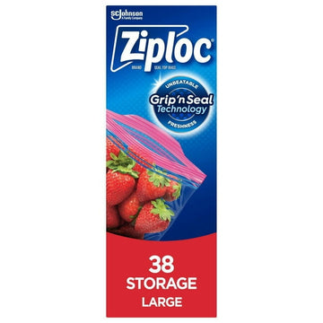 Ziploc® Storage Bags with Stay Open Technology, Large, 38 Bags