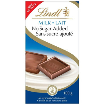 Lindt No Sugar Added Milk Chocolate Bar, 100 Grams, 100g No Sugar Added Chocolate Bar