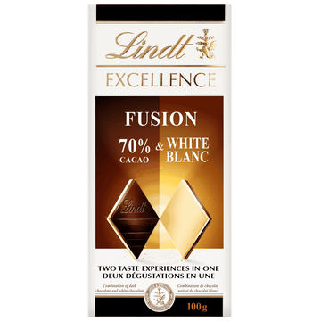 Lindt EXCELLENCE Fusion 70% Dark & White Chocolate Bar, 100g, LINDT EXCELLENCE FUSION DARK 70% WHITE 100G