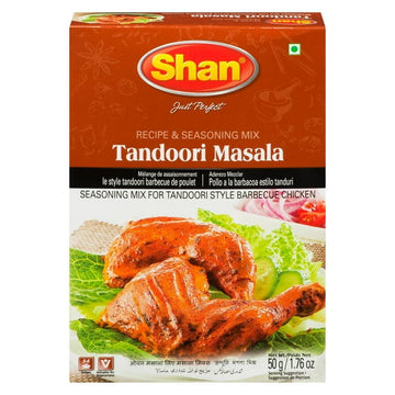 Shan Tandoori Masala Seasoning Mix (50g) - Traditional Indian Spice Blend for Tandoori Chicken | Perfect Tandoori Masala Powder, Marinade & Rub for Chicken Breast, BBQ & Grilling | No Preservatives, 50 g