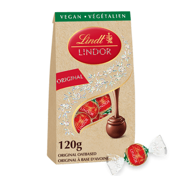 Lindt LINDOR Vegan Chocolate Truffles Bag (Original Flavour), 120g, LINDT LINDOR VEGAN MILK 120G BAG