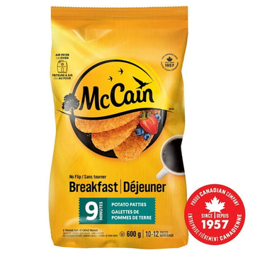 McCain® 9 Minute No Flip Potato Patties, Made in Canada from domestic and imported ingredients, 600g