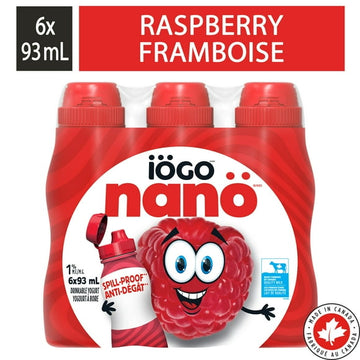 iÖGO nanö Drinkable Raspberry Yogurt 1%, 6x93ML