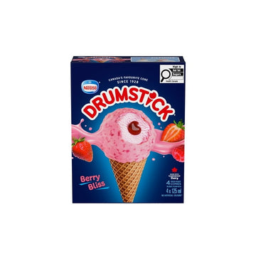 Drumstick Berry Bliss, Crispy Wafer Cone Filled With Strawberry Ripple Frozen Dessert, White Chocolatey Coating With Raspberry Pieces And Chocolatey Nugget, Colours From Natural Sources, 0.5 L