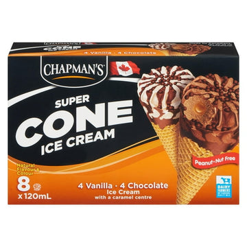 Chapman's Super Caramel Centre Ice Cream Cone in a Box, 8 x 120mL