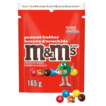 M&M'S, Peanut Butter Milk Chocolate Candies, Sharing Bag, 165g, 165g