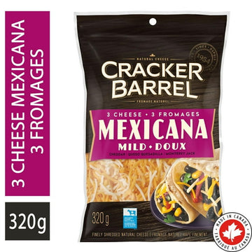 Cracker Barrel 3-Cheese Mexicana Shredded Cheese, 320g