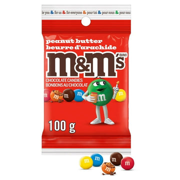 M&M'S, Peanut Butter Milk Chocolate Candies, Snacking Bag, 100g, E-M&MS M&MS PB PEG