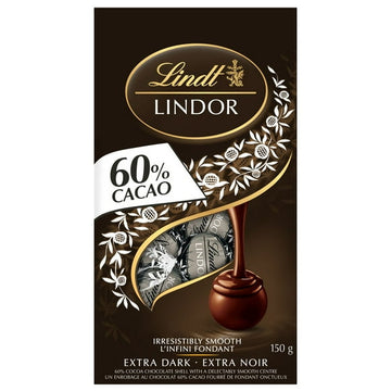 Lindt LINDOR 60% Cacao Chocolate Truffles, 150-Gram Bag, 150g Bag