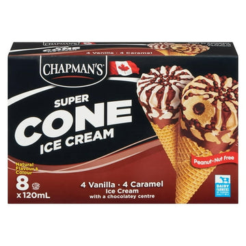 Chapman's Super Chocolate Centre Ice Cream Cone in a Box, 8 x 120mL