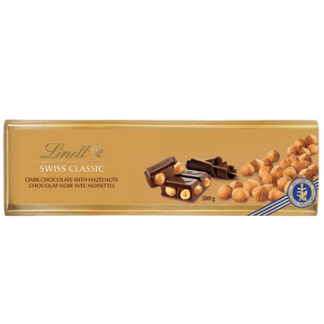 Lindt SWISS CLASSIC Dark Chocolate and Hazelnut Bar, 300g, 300 g