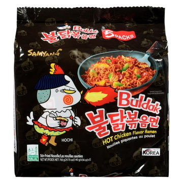 Samyang – Spicy Chicken Buldak Noodle (Original) 140g x 5, Pack of 5 (140g each), Classic Spicy Chicken
