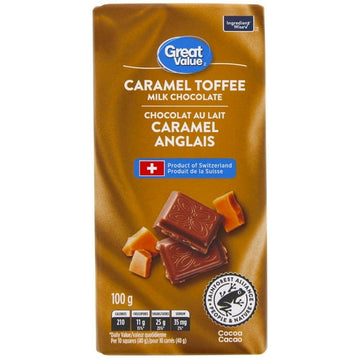 Great Value Caramel Toffee Milk Chocolate, 100 g