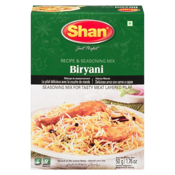 Shan Biryani Masala Seasoning Mix (50g) - Authentic Indian Spice Mix for Flavorful Biryani - Perfect for Spicy Chicken, Meat & Rice Pilaf | Turmeric, Garlic & Cumin Blend, 50 g