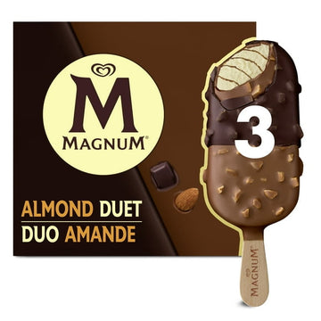 Magnum Almond Duet Ice Cream Bars, 3 x 85 ml