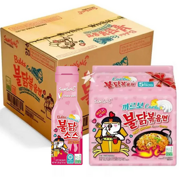 Samyang Buldak Hot Chicken Flavor Ramen Carbo 130g | Pack of 40 | BONUS 200g Carbo Sauce