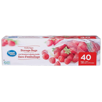 Great Value Large Double Zipper Storage Bags, 40 Bags