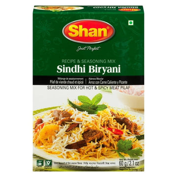 Shan Sindhi Biryani Seasoning Mix 60g - Authentic Spicy Rice Pilaf Seasoning for Hot & Spicy Chicken, Meat & Vegetarian Dishes | Rich Flavor Blend with Turmeric, Chili Powder & Cumin, 60 g