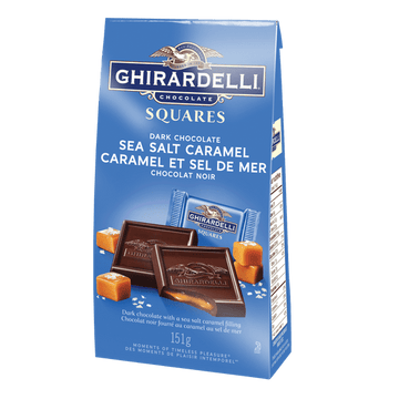 GHIRARDELLI Sea Salt and Caramel Dark Chocolate Squares, 151-Gram Bag, Sea Salt Bag 151g
