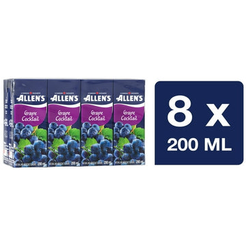Allen's Grape Cocktail Juice Boxes, 8 x 200 ML