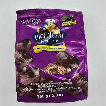 Marco Polo Chocolate Covered Gingerbread Plum Hearts 150g