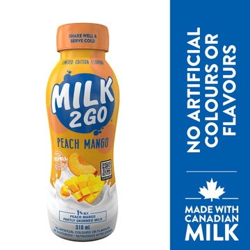Milk2Go 1% Peach Mango Partly Skimmed Milk, 310 mL