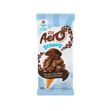 AERO SCOOPS Double Chocolate, Milk chocolate with melt in your mouth bubbles and chocolate ice cream flavoured filling, Prepared in Canada, Natural flavours, Sustainably Sourced Cocoa, 105 g