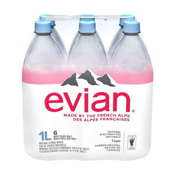 evian natural spring water 6 x 1 L, Bottles, 6 x 1L