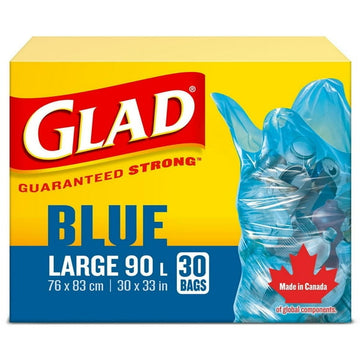 Glad Blue Recycling Bags - Large 90 Litres, - 30 Trash Bags