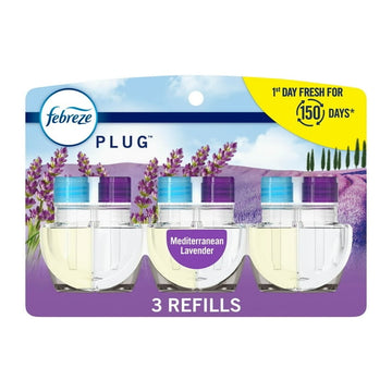Febreze Plug In Air Freshener, Odor-Fighting Scented Oil Refill, Mediterranean Lavender, 3 Refills, 77.7ML