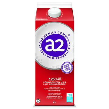 A2 MILK®3.25% MF, Gut-friendly a2 Milk™ is 100% Canadian milk from cows that naturally produce only the A2 protein so it’s easier to digest. Feel Ama2ing with a2 Milk!
