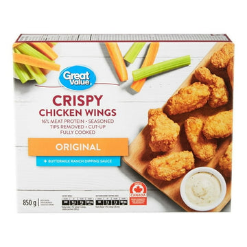 Great Value Frozen Crispy Original Chicken Wings, 850g