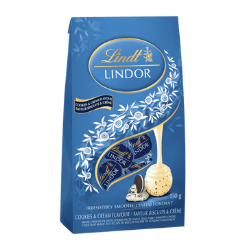 Lindt LINDOR Cookies & Cream Flavour White Chocolate Truffles Bag, 150g, LINDT LINDOR COOKIES CREAM 150G BAG