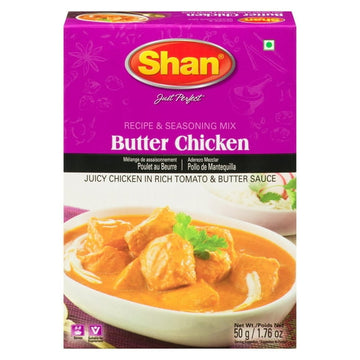 Shan Butter Chicken Seasoning Mix (50g) - Authentic Indian Masala Spice Mix for Rich Butter Chicken Sauce & Curry | Ideal for Indian Butter Chicken, Butter Masala, and Curry Chicken, 50 g