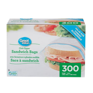 Great Value Sandwich Bags - 300 Ct, 165 mm x 149 mm