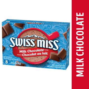 Swiss Miss ™ Hot Chocolate Mix, Milk Chocolate Flavour Rich, Preservative-Free & Easy-to-Prepare 313g (8 X 39g), (8 packets of 39 grams)