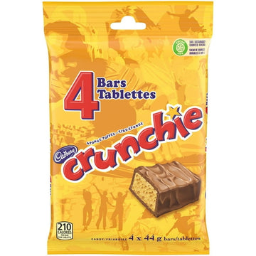 Cadbury Crunchie, Chocolatey Candy Bars, Multipack, Pack of 4, 176 g