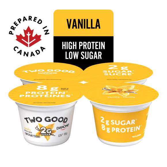 Two Good Vanilla Yogurt, 2g Sugar, 8g Protein, 4 x 95 g
