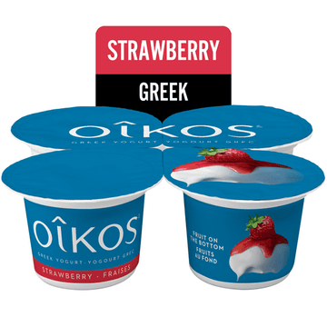 Oikos Greek Yogurt, Strawberry, Fruit on the Bottom, 2% M.F., 4 x 100 g