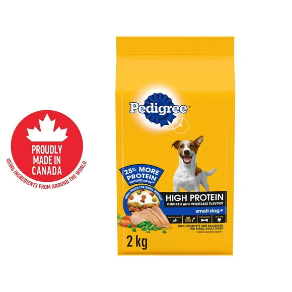 PEDIGREE High Protein Small Dog+ Dry Food For Adult Dogs – Chicken & Vegetable Flavour – Calcium Supports Strong Bones and Healthy Teeth, 2kg Bag