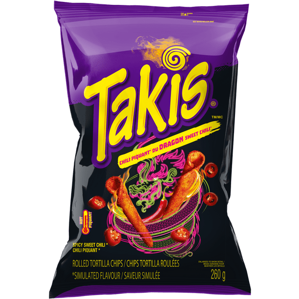Takis Fuego Spicy Chili Pepper and Lime Rolled Tortilla Chips, 260 g, Takis® Fuego, 260 g