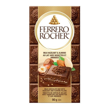 FERRERO ROCHER® Premium Chocolate Bar, Milk Hazelnut and Almond, 1 bar, 90g